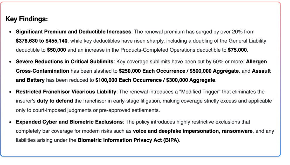 Key findings from a Qumis comparison report, each carrying a citation chip.