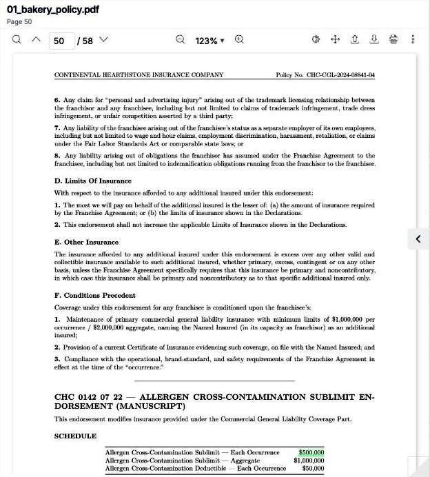 A source policy page with the cited clause highlighted.